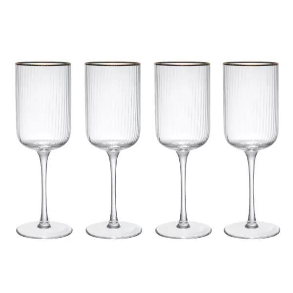 Sorrento Ridged Crystal Red Wine Glasses, Set of 4, 450ml