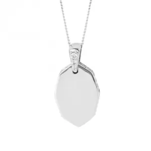 Elongated Octagon Tag Zirconia Bale Edge Pendant P5259