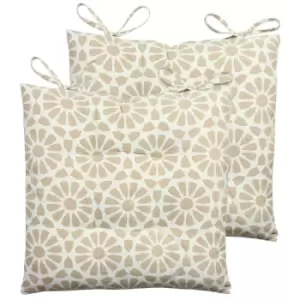 Furn. Geometric Mosaic Pintuck Polyester Filled Seat Pads With Ties (pack Of 2) Cotton Natural