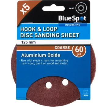 Bluespot - 19866 125mm 5 Pack 60 Grit Sanding Disc