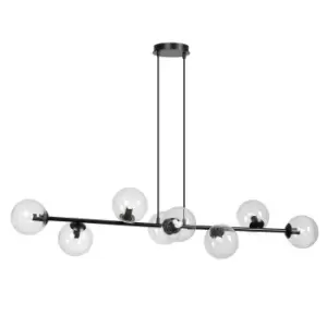 Rossi Black Globe Pendant Ceiling Light with Clear Glass Shades, 8x E14