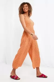 Strappy Boho Wide Leg Cropped Jumpsuit