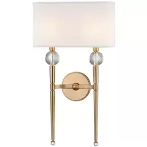 Rockland 2 Light Wall Sconce Brass, Faux Silk