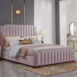 Envisage Trade - Klara Upholstered Beds - Plush Velvet, Double Size Frame, Pink - Pink