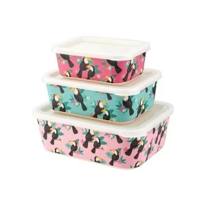 Sass & Belle Tiki Toucan Bamboo Lunch Boxes (Set of 3)