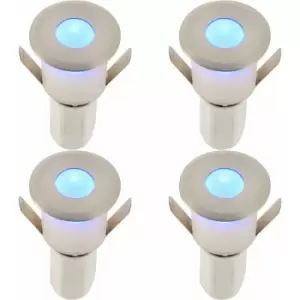 4 pack Recessed Decking IP67 Guide Light - 1.2W Blue Light LED - Satin Nickel