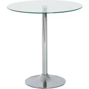 HOMCOM Round Bar Table Bistro Pub Counter w/ Tempered Glass Top for Kitchen - Silver