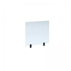 Straight high desktop acrylic screen with Black brackets 800mm x 700mm