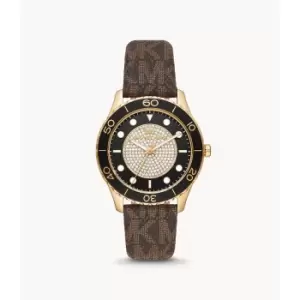 Michael Kors Womens Runway Three-Hand Pvc Watch - Brown