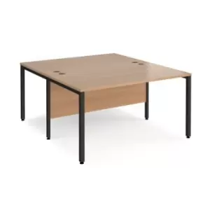 Office Desk 2 Person Rectangular Desk 1400mm Beech Tops With Black Frames 1600mm Depth Maestro 25