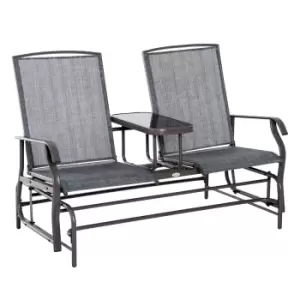 Outsunny Metal Double Swing Chair Glider Rocking Chair Seat Outdoor Seater Garden Furniture Patio Porch With Table