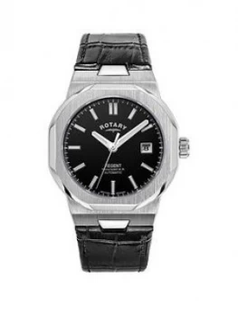 Rotary Rotary Regent Black Date Dial Black Leather Strap Watch