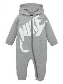 Nike Sportswear Baby Boys All Day Play Full Zip Hooded All In One - Grey Heather, Size 9 Months