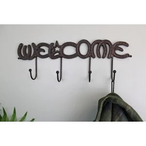 Rustic Cast Iron Wall Hooks, Welcome