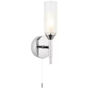 Merano Casoria Bathroom Glass Wall Lamp, Chrome Plate, Ribbed Glass, IP44