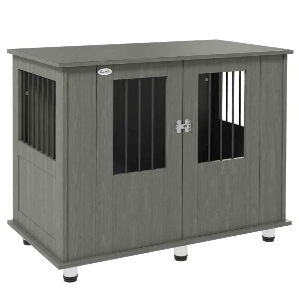 PawHut Dog Crate Kennel Cage for Medium Large Dog - Grey