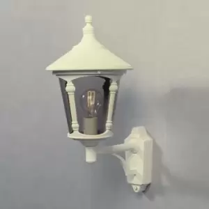 Virgo Outdoor Classic Lantern Matt White Up Wall Light, IP23