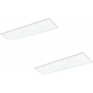 Loops - 2 pack Flush Ceiling Panel Light White Rectangle Tile 40W Built in LED 4000K