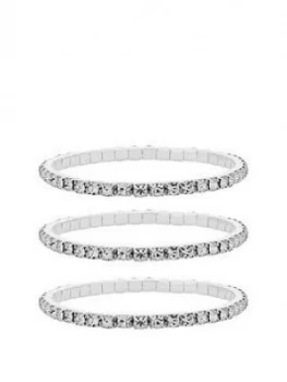 Mood Silver Plated Crystal Stretch Bracelets Pack Of 3