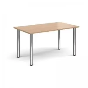 Rectangular chrome radial leg meeting table 1400mm x 800mm - beech