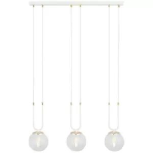 Emibig Glam White Globe Bar Pendant Ceiling Light with Clear Glass Shades, 3x E14