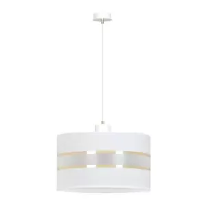 Mogi White Cylindrical Pendant Ceiling Light with Black, Gold Fabric Shades, 1x E27