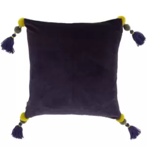 Paoletti Poonam Polyester Filled Cushion Cotton Damson/Lemon Curry