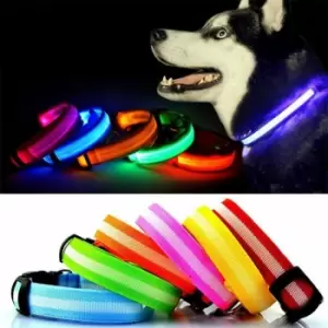 Adjustable LED Flashing Light Safety Luminous Dog Puppy Pet Glowing Collar - Red - Medium - Bunty