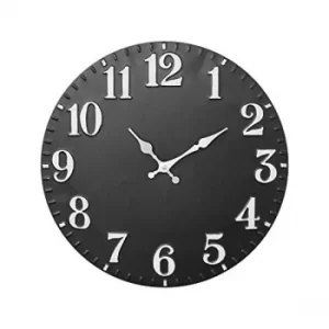 Home Black Metal Wall Clock Silver Hands 40cm