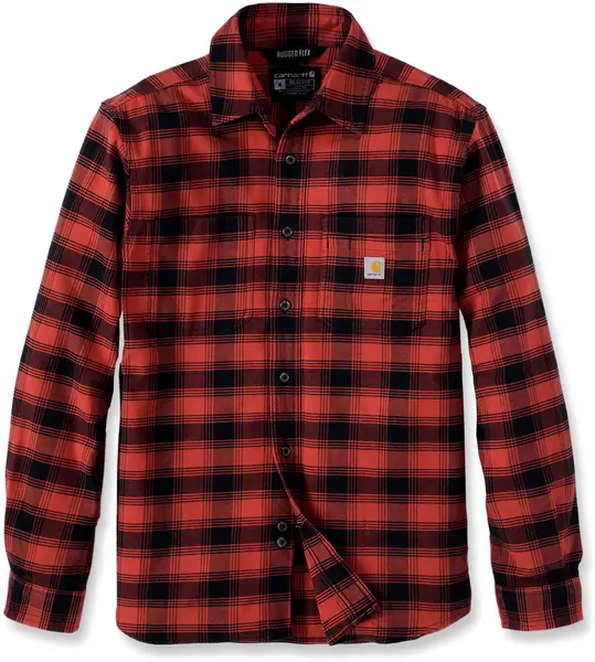 Carhartt Rugged Flex Flannel Plaid Shirt, black-red, Size M