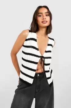 Crochet Stripe Knitted Waistcoat