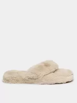 Yours Extra Wide Fit Fluff Toe Post Natural Eee, Beige, Size 7-8Eee, Women