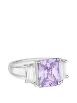 Simply Silver Sterling Silver 925 Cubic Zirconia Lavender Ring