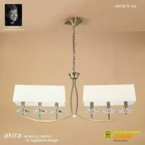 Akira 2 Arm pendant lamp 6 Bulbs E14, antique brass with cream shade