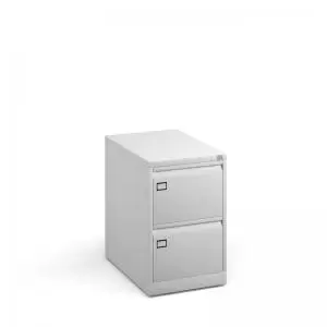 Steel 2 drawer executive filing cabinet 711mm high - white