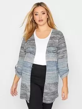 Yours Space Dyed Stripe Cardigan - Blue Size 20, Women