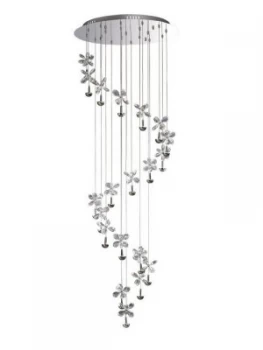 Ceiling Cluster Pendant 20 Light 4000K LED Polished Chrome, Crystal