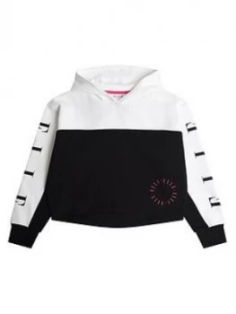 Elle Girls Colour Block Cocoon Hoodie - Black/White, Size Age: 7-8 Years, Women