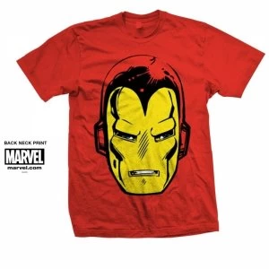 Marvel Comics Iron Man Big Head Mens Red T Shirt Large