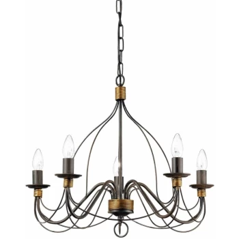 Ideal Lux Lighting - Ideal Lux Corte - 5 Light Chandelier Rust Brown Finish, E14