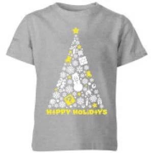 Nintendo Super Mario White Christmas Happy Holidays Kid's T-Shirt - Grey - 3-4 Years