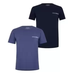 Emporio Armani Logo Print Pyjama T-Shirt Set - Blue