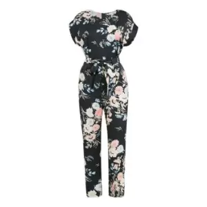 Yumi Black Japanese Floral Jumpsuit - Black