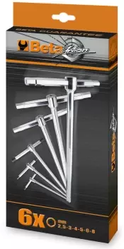 Beta Tools 951/S6 6pc T-Handle Wrench (3x Male Hex Ends) Set Box 009510687