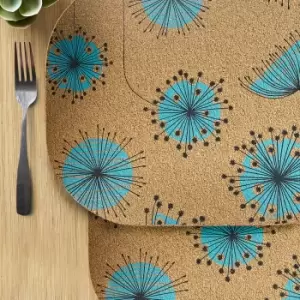 Set of 2 MissPrint Dandelion Printed Cork Placemats Natural