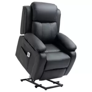 Homcom Vibrating Massage Recliner Chair Electric Power Lift Black Faux Leather