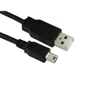 USB 2.0 A to Mini USB B (5 Pin) Male to Male Lead, 0.5m