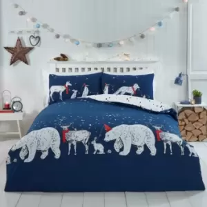 Polar Bears And Friends Navy Duvet Set - Double