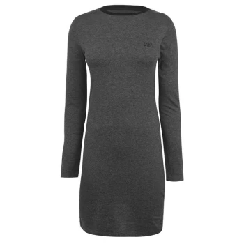 Jack Wills Newtonmore Long Sleeve Ringer T-Shirt Mini Dress - Charcoal