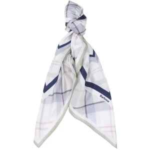 Barbour Womens Tartan Silk Square Scarf Mist Tartan